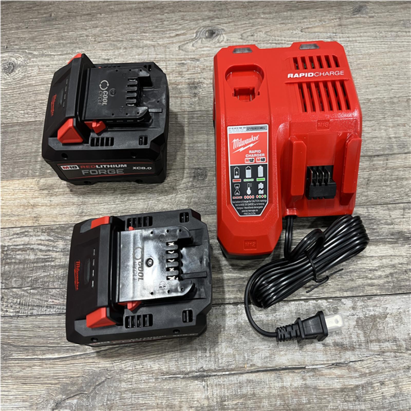 AS-IS Milwaukee 18-Volt Lithium-Ion REDLITHIUM FORGE Starter Kit with (2) 8. 0Ah Battery and Rapid Charger