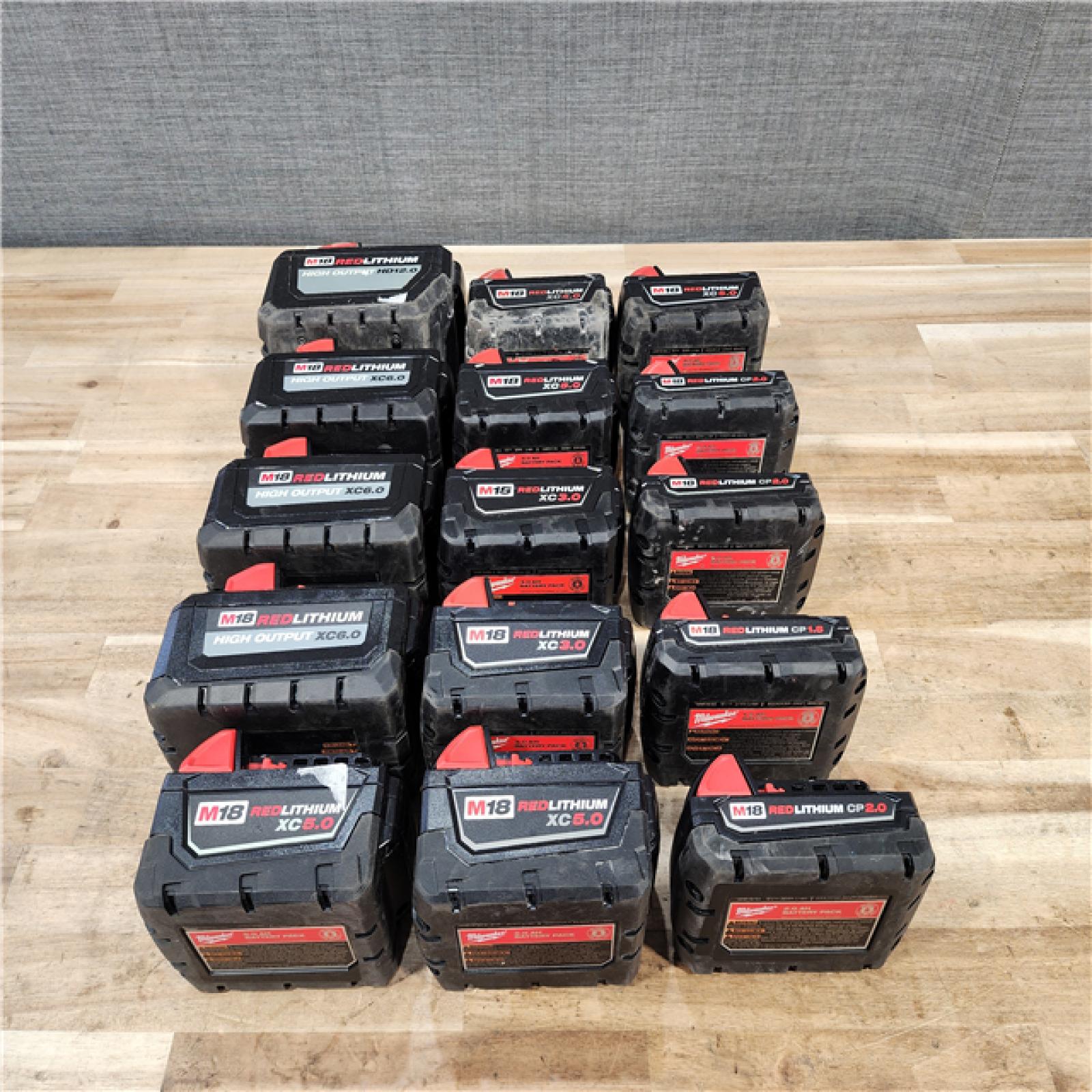 HOUSTON LOCATION - AS-IS MILWAUKEE BATTERY PACK QTY - 15