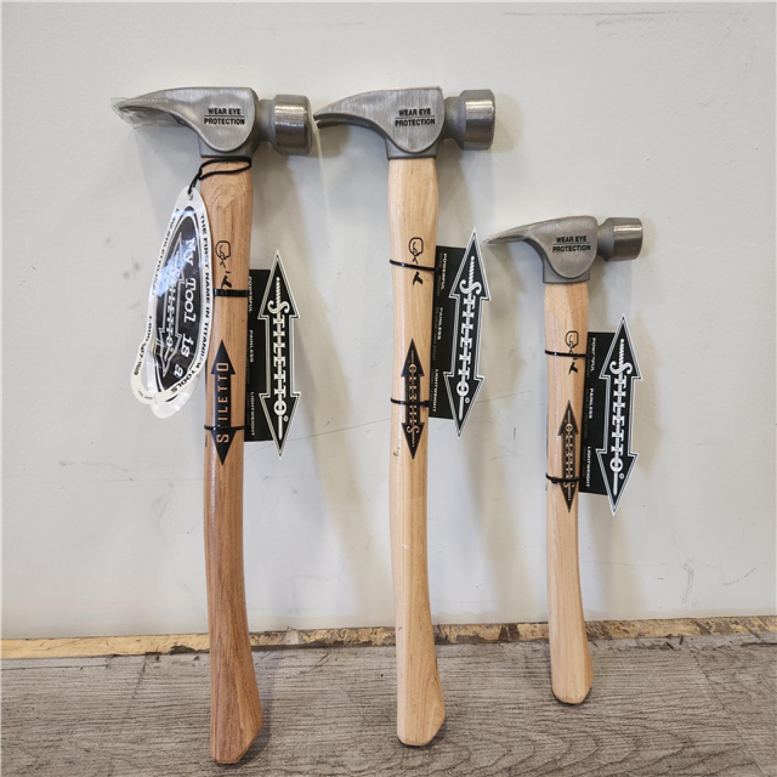 Phoenix Location Stiletto 14 oz. & 10 oz. Titanium Milled Face Hammer with 18 in. Curved Hickory Handle (3 Hammers)