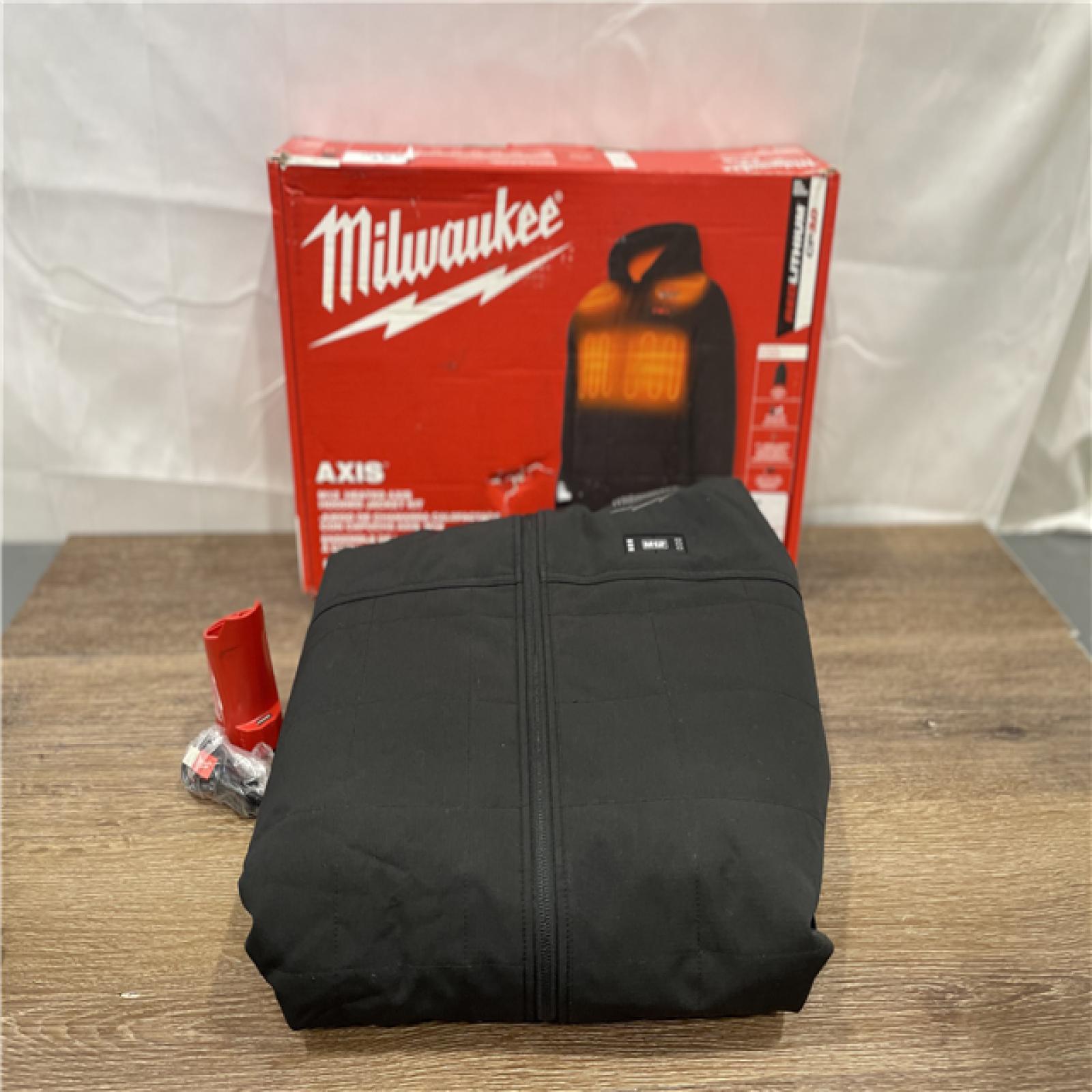 AS-IS Milwaukee  M12 12V Cordless Black Heated Axis Hooded Jacket Kit, Size 2X-Large