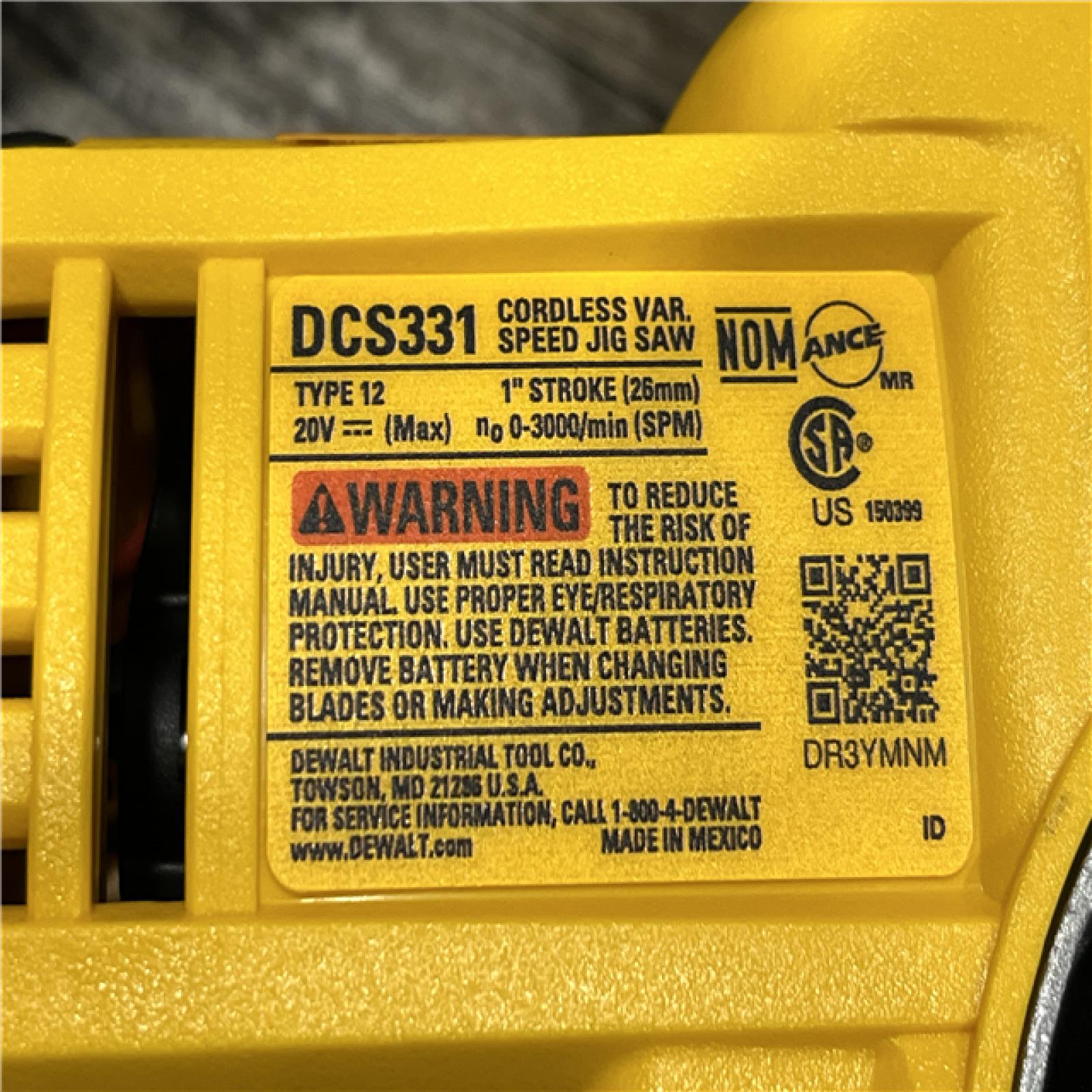 AS-IS DEWALT 20-Volt MAX Lithium-Ion Cordless Jig Saw Kit