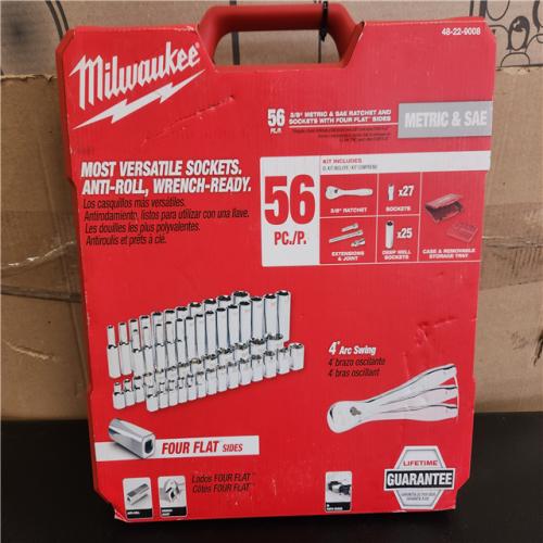 Phoenix NEW Milwaukee 3/8 in. Drive SAE/Metric Ratchet and Socket Mechanics Tool Set (56-Piece) (SEALED)