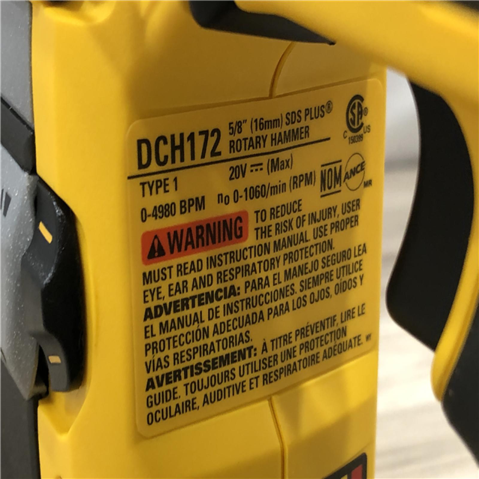 AS-IS Dewalt DCH172B MAX Atomic 20V 5/8 Inch Cordless SDS Plus Rotary Hammer (Tool Only)