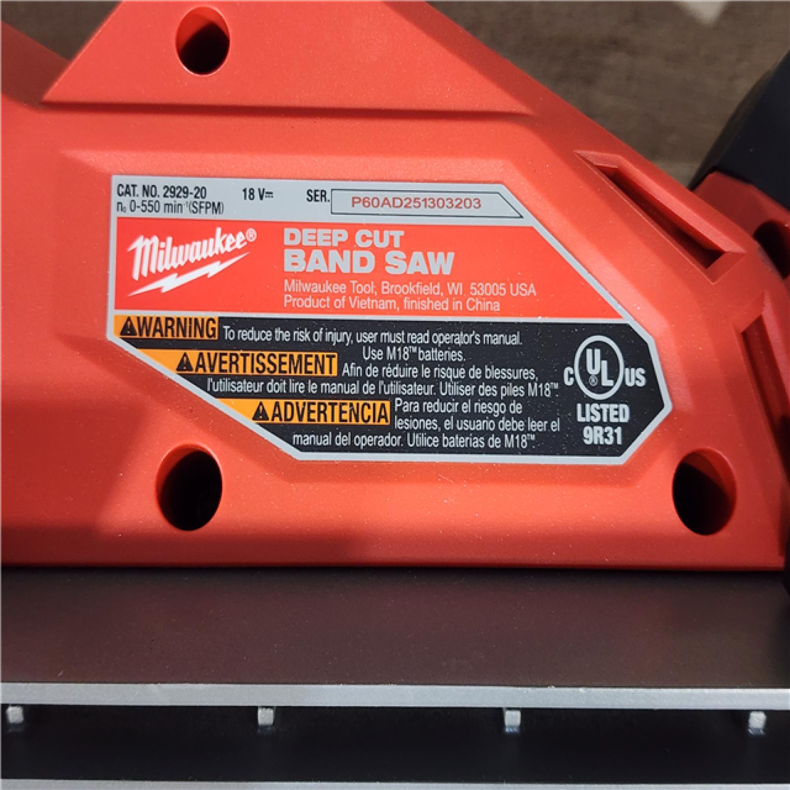 HOUSTON LOCATION - AS-IS (APPEARS LIKE NEW) Milwaukee FUEL 18V Lithium-Ion Brushless Cordless Deep Cut Band Saw (Tool-Only)