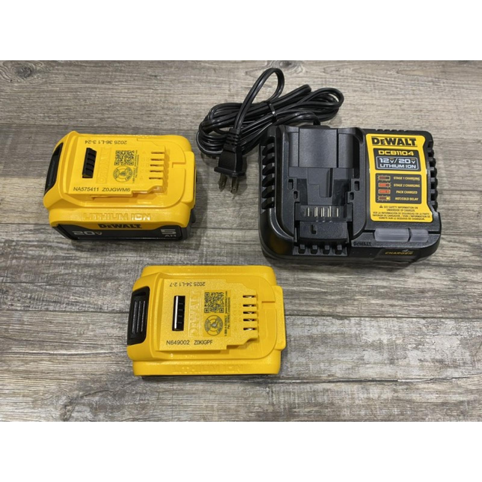 AS-IS DEWALT 20V MAX Lithium-Ion Battery Kit with 5.0Ah and 2.0Ah Battery and Charger