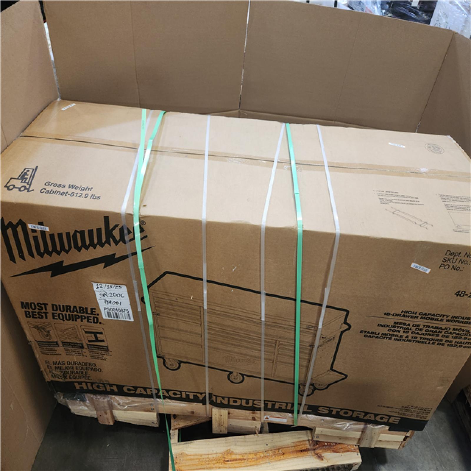 Phoenix NEW Milwaukee High Capacity 72 in. W x 22 in. D 18-Drawer Mobile Workbench with Solid Wood Top