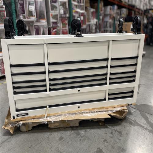 DALLAS LOCATION- AS IS! Husky Tool Storage 72 in. W x 24 in. D 18-Drawer Heavy Duty Adjustable Height Mobile Workbench Cabinet in Matte White