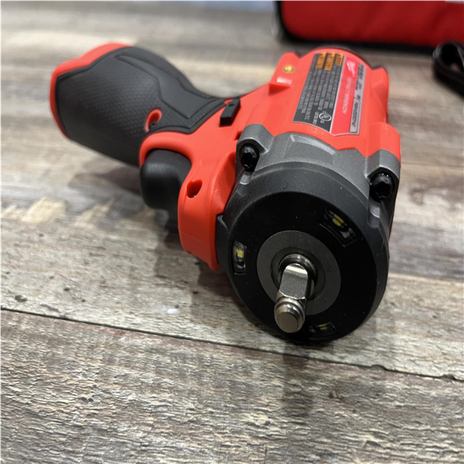AS-IS Milwaukee FUEL 12V Li-Ion Brushless Cordless Stubby 3/8 in. Impact Wrench Kit