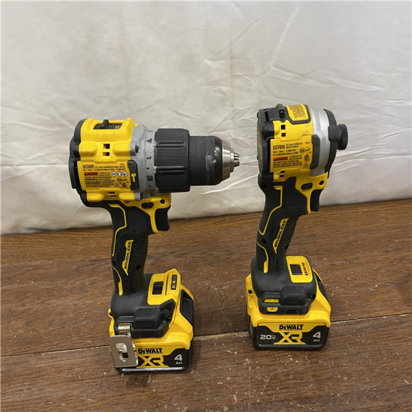 AS-IS DEWALT 20V MAX XR Hammer Drill and ATOMIC Impact Driver 2 Tool Cordless Combo Kit with (2) 4.0Ah Batteries, Charger, and Bag