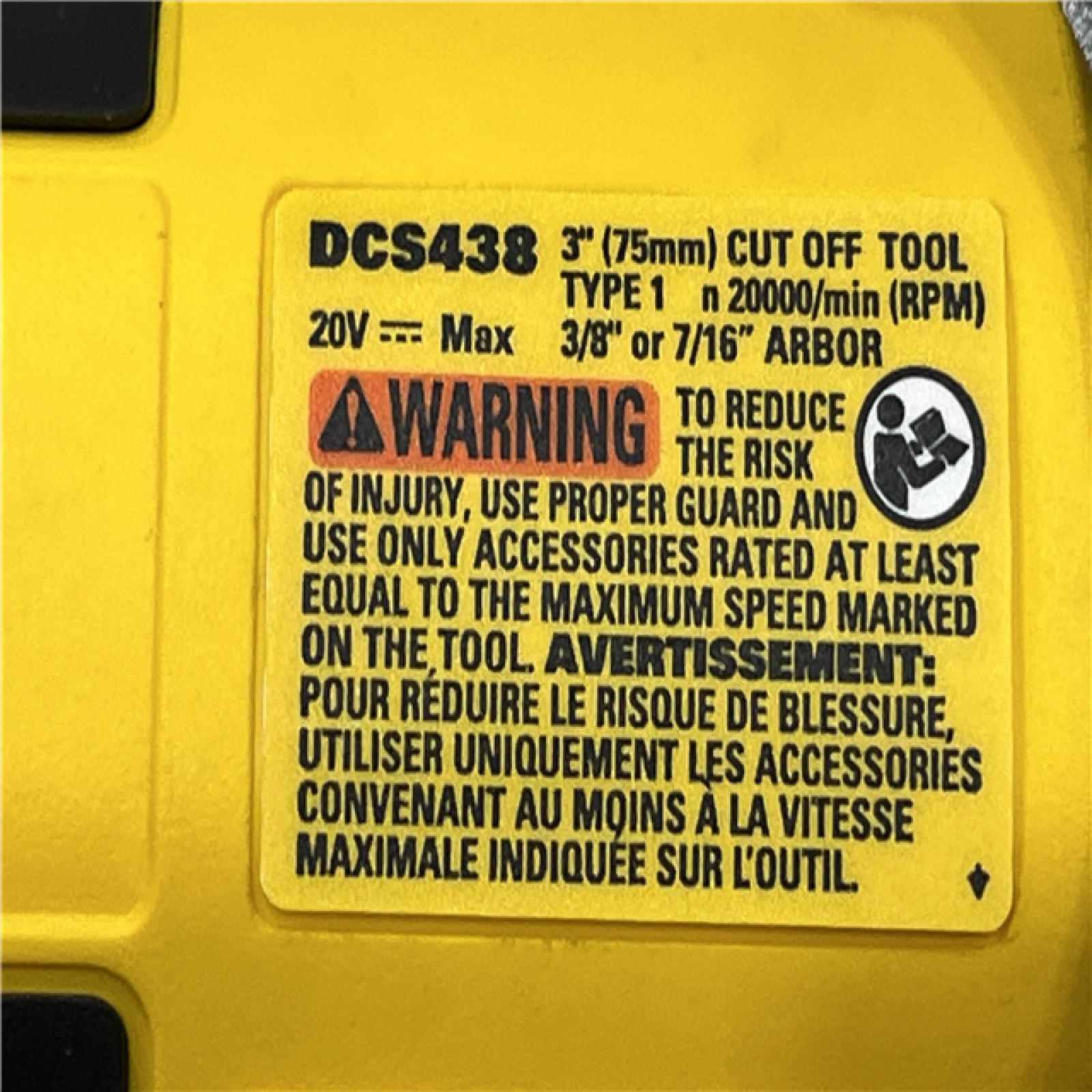 AS-IS DEWALT 20V XR Cordless 3 in. Cut-Off Tool (Tool Only)