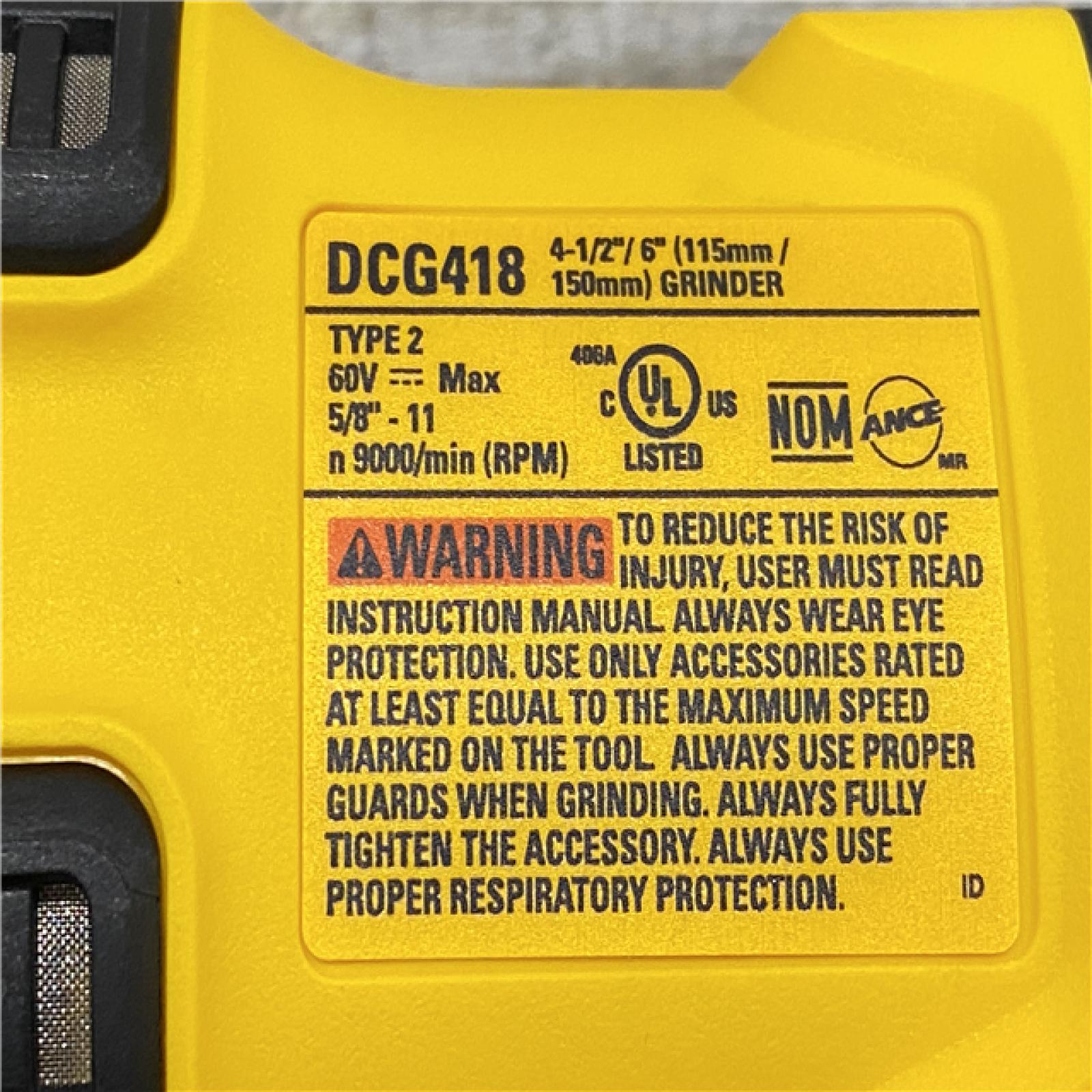 AS-IS DEWALT 60V MAX Cordless Brushless 4.5 in. to 6 in. Small Angle Grinder with Kickback Brake (Tool Only)