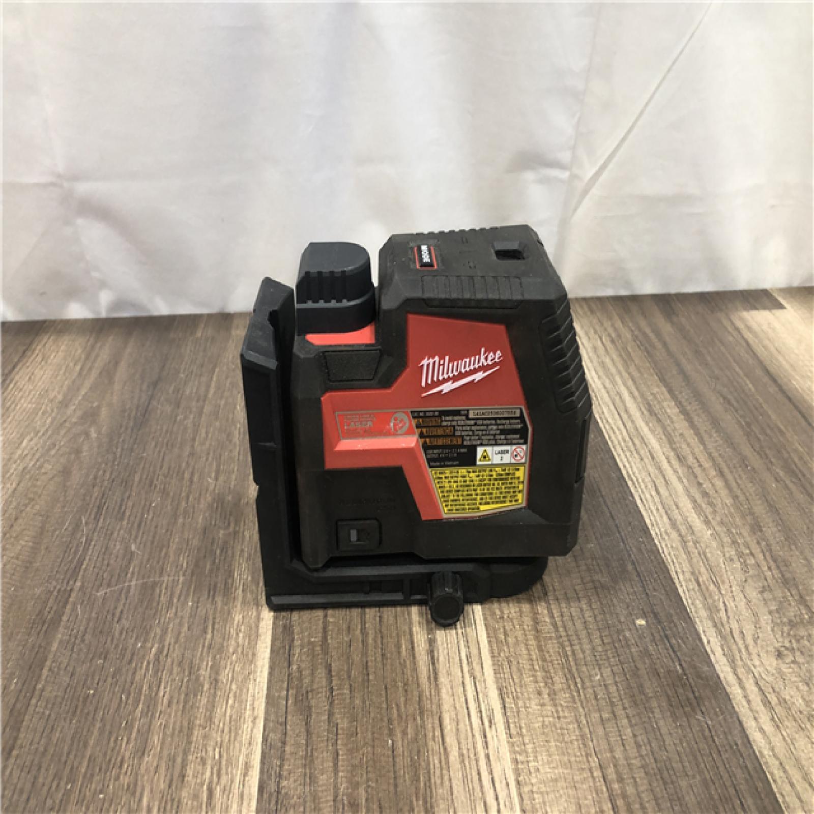 AS-IS Milwaukee Green 100 ft. Cross Line and Plumb Points Rechargeable Laser Level with REDLITHIUM Lithium-Ion USB Battery and Charger