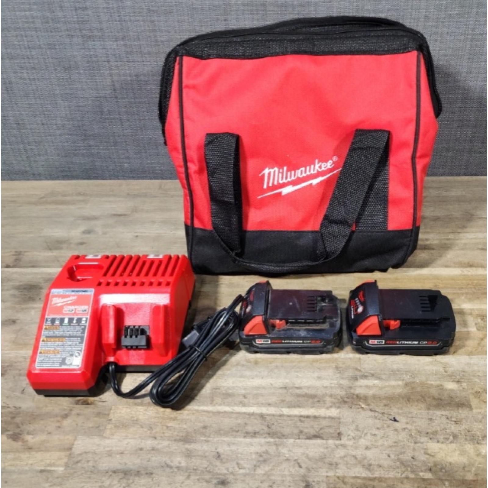 HOUSTON LOCATION - AS-IS Milwaukee M18 18V Lithium-Ion Brushless Cordless Compact Drill/Impact Combo Kit (2-Tool) W/(2) 2.0 Ah Batteries, Charger & Bag