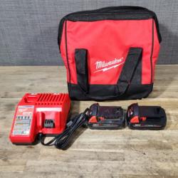 HOUSTON LOCATION - AS-IS Milwaukee M18 18V Lithium-Ion Brushless Cordless Compact Drill/Impact Combo Kit (2-Tool) W/(2) 2.0 Ah Batteries, Charger & Bag