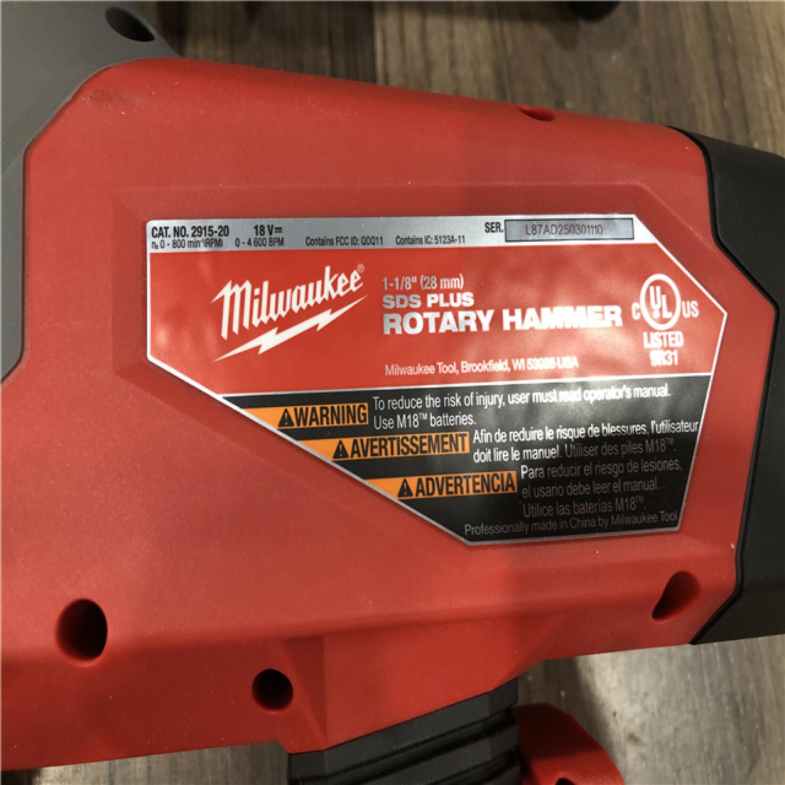 AS-IS Milwaukee  FUEL 18V Lithium-Ion Brushless Cordless SDS-Plus 1-1/8 in. Rotary Hammer Drill (Tool-Only)