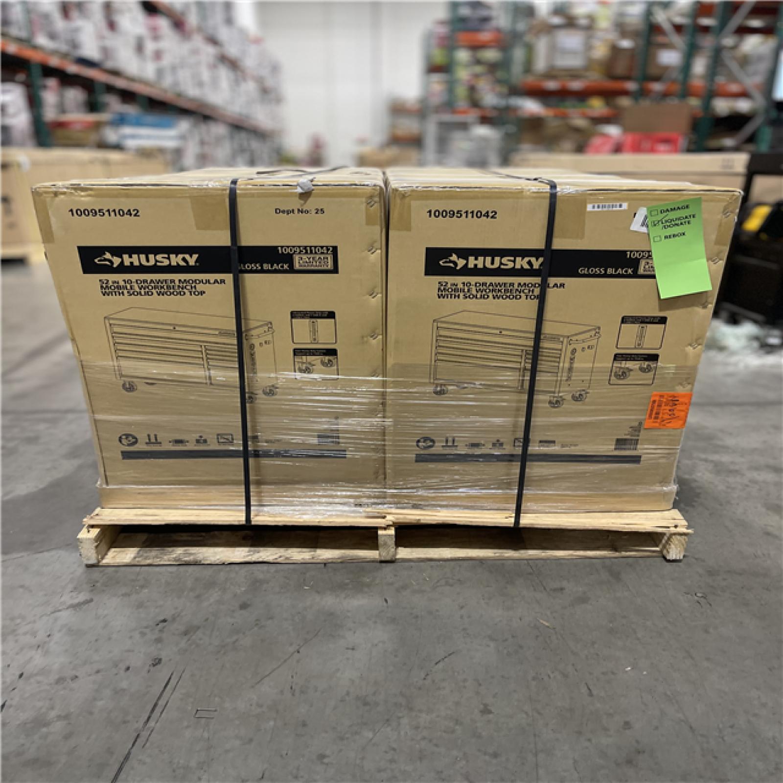 DALLAS LOCATION- Husky Modular Tool Storage 52 in. W x 20 in. D Standard Duty Black Mobile Workbench Cabinet (2 UNITS)