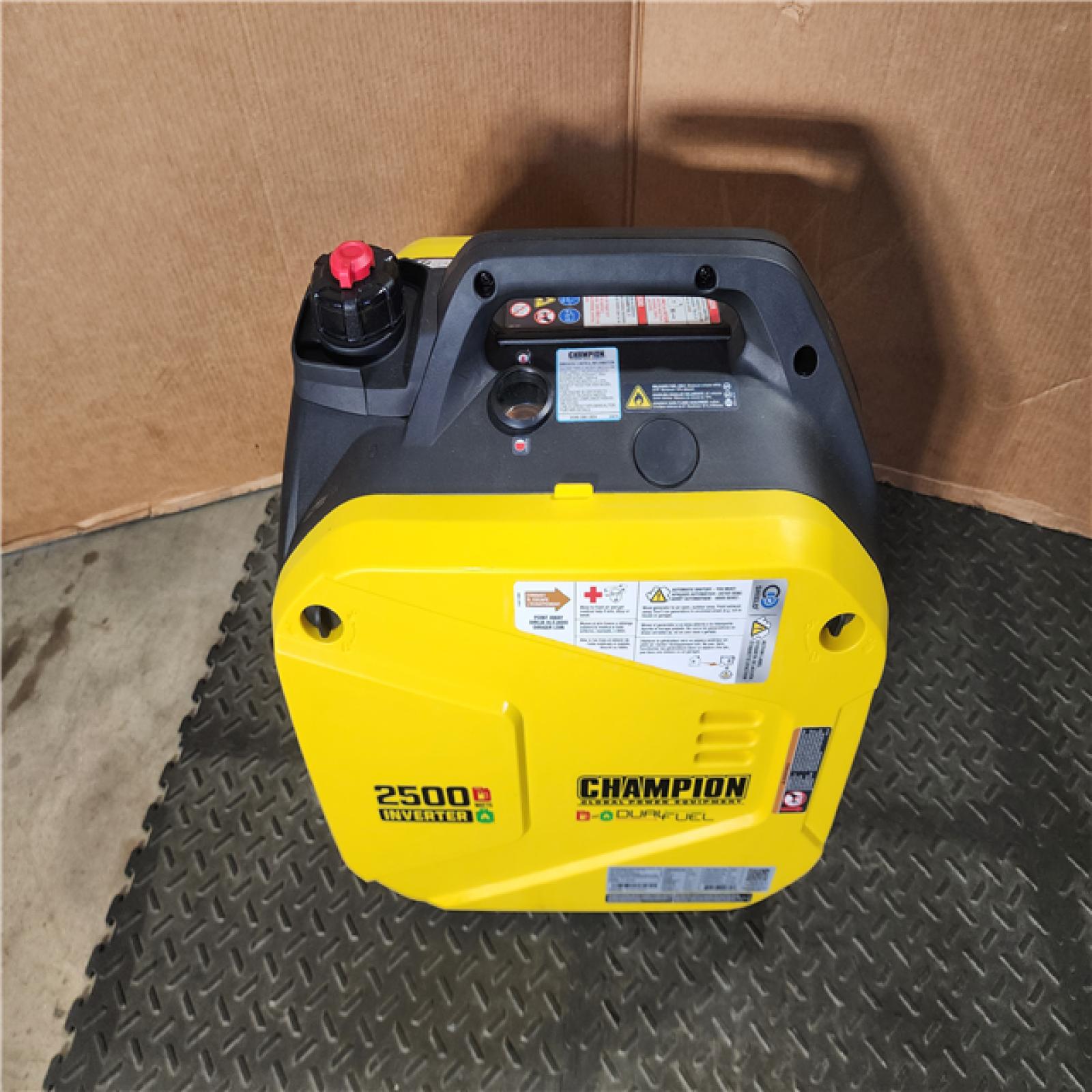 HOUSTON LOCATION - AS-IS CHAMPION 2500/1850-Watt Recoil Start Gasoline/Propane Powered Dual Fuel Inverter Generator with Quiet Technology and CO Shield