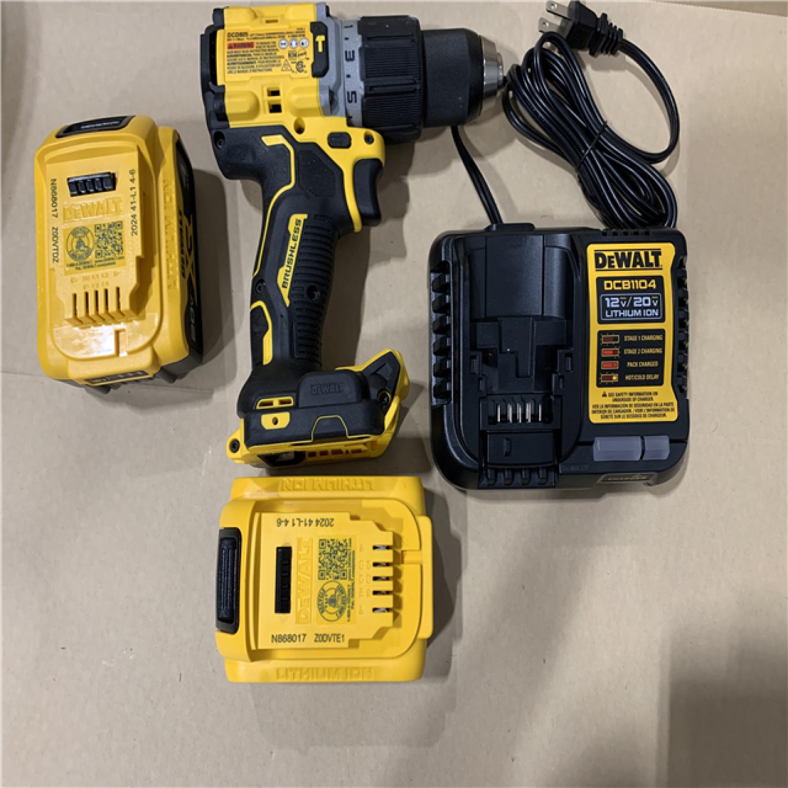 AS-IS DEWALT 20V MAX XR Hammer Drill  with (2) 4.0Ah Batteries, Charger, and Bag