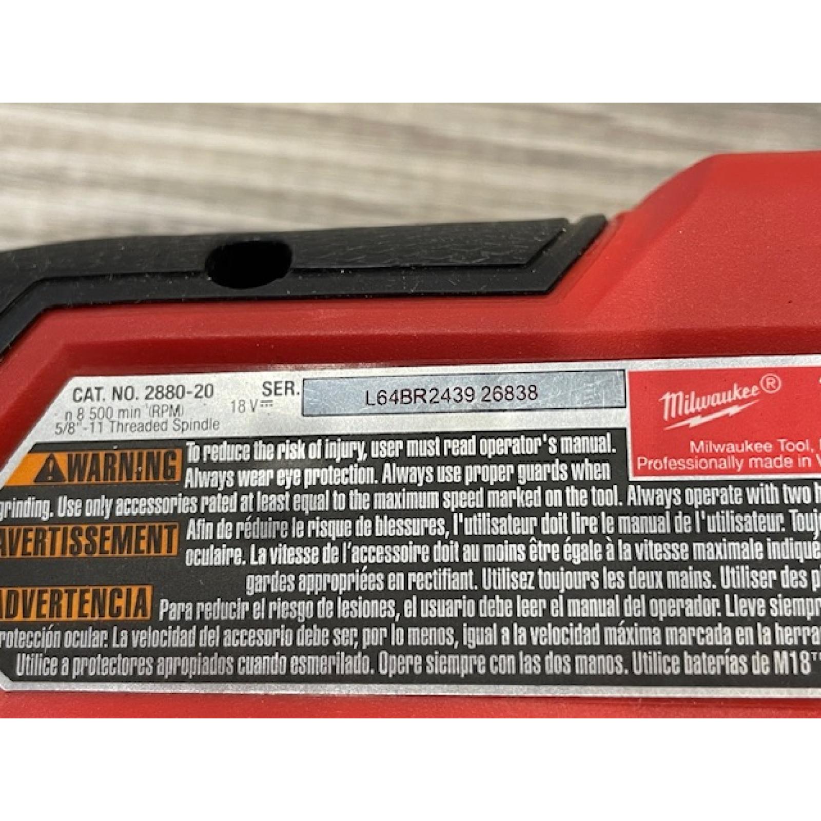AS-IS Milwaukee FUEL 18V Lithium-Ion Brushless Cordless 4-1/2 in./5 in. Grinder w/Paddle Switch (Tool-Only)