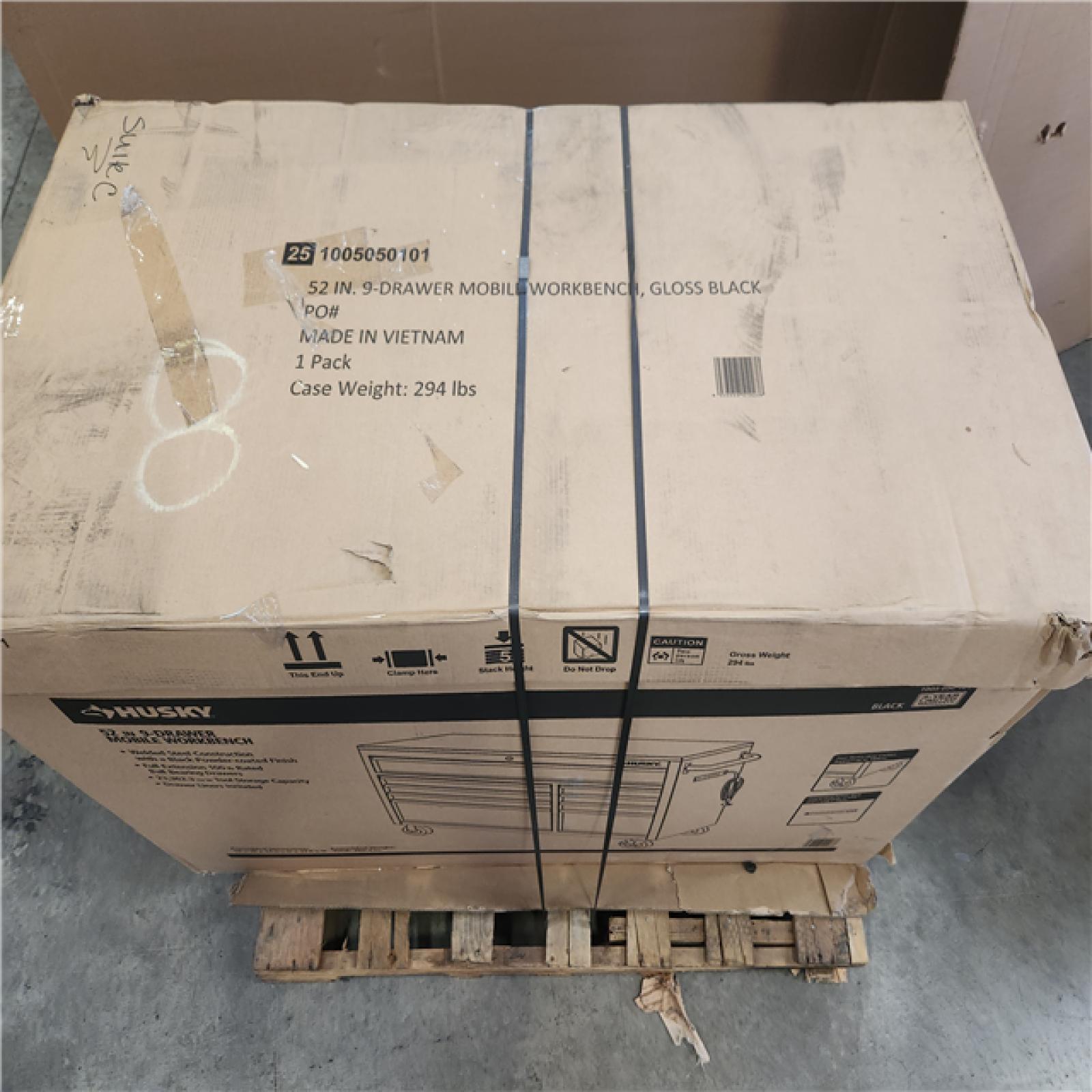 Phoenix NEW Husky 52 in. W x 25 in. D Standard Duty 9-Drawer Mobile Workbench Tool Chest with Solid Wood Top in Gloss Black (SEALED)