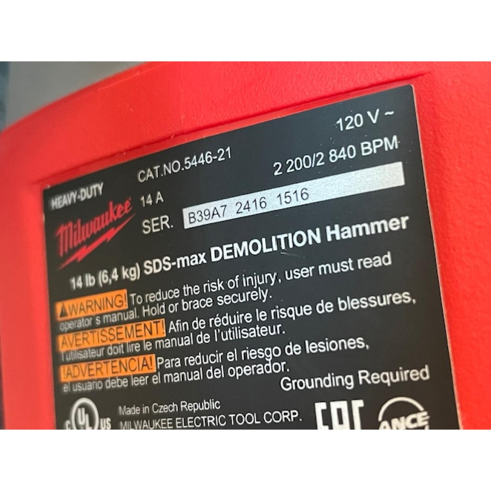 AS-IS Milwaukee SDS-MAX Demolition Hammer
