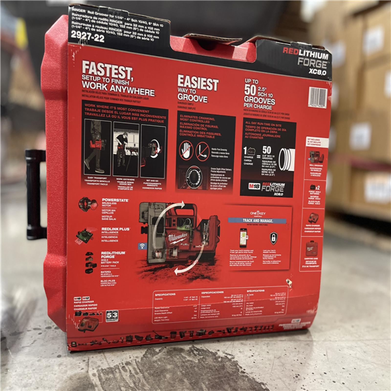 DALLAS LOCATION- Milwaukee M18 FUEL RINGER Roll Groover For 1-1/4 in - 4 In. Sch 10/40  6 Inch Sch 10 Kit