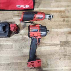 HOUSTON LOCATION - AS - IS Milwaukee FUEL 18V Cordless Mid Torque 1/2 in. Impact Wrench w/ M12 FUEL 3/8 in. Ratchet & Battery/Charger Combo Kit