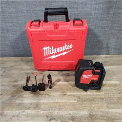 HOUSTON LOCATION - AS-IS MILWAUKEE 100 Ft. REDLITHIUM Lithium-Ion USB Green Rechargeable Cross Line Laser Level with Charger