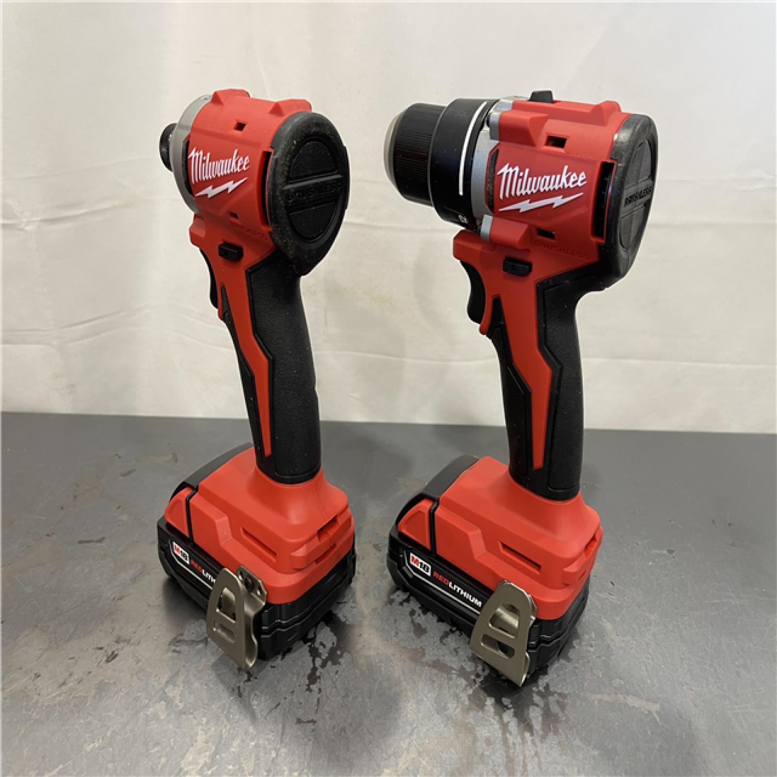 AS-IS - Milwaukee M18 18V Lithium-Ion Brushless Cordless Compact Drill/Impact Combo Kit