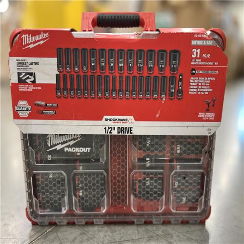 NEW! - Milwaukee SHOCKWAVE Impact-Duty 1/2 in. Drive Metric and SAE Deep Well Impact PACKOUT Socket Set (31-Piece)