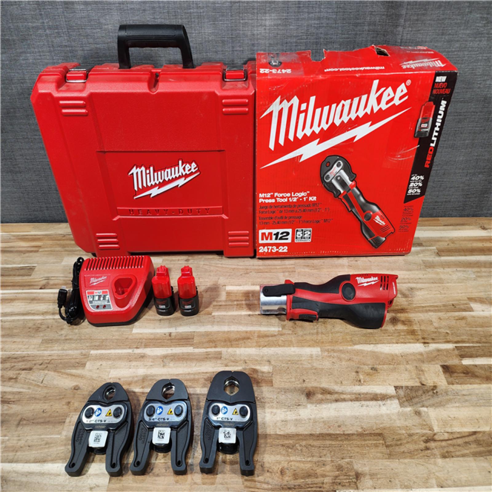 HOUSTON LOCATION - AS-IS (APPEARS LIKE NEW) M12 12-Volt Lithium-Ion Force Logic Cordless Press Tool Kit (3 Jaws Included) with Two 1.5 Ah Battery and Hard Case