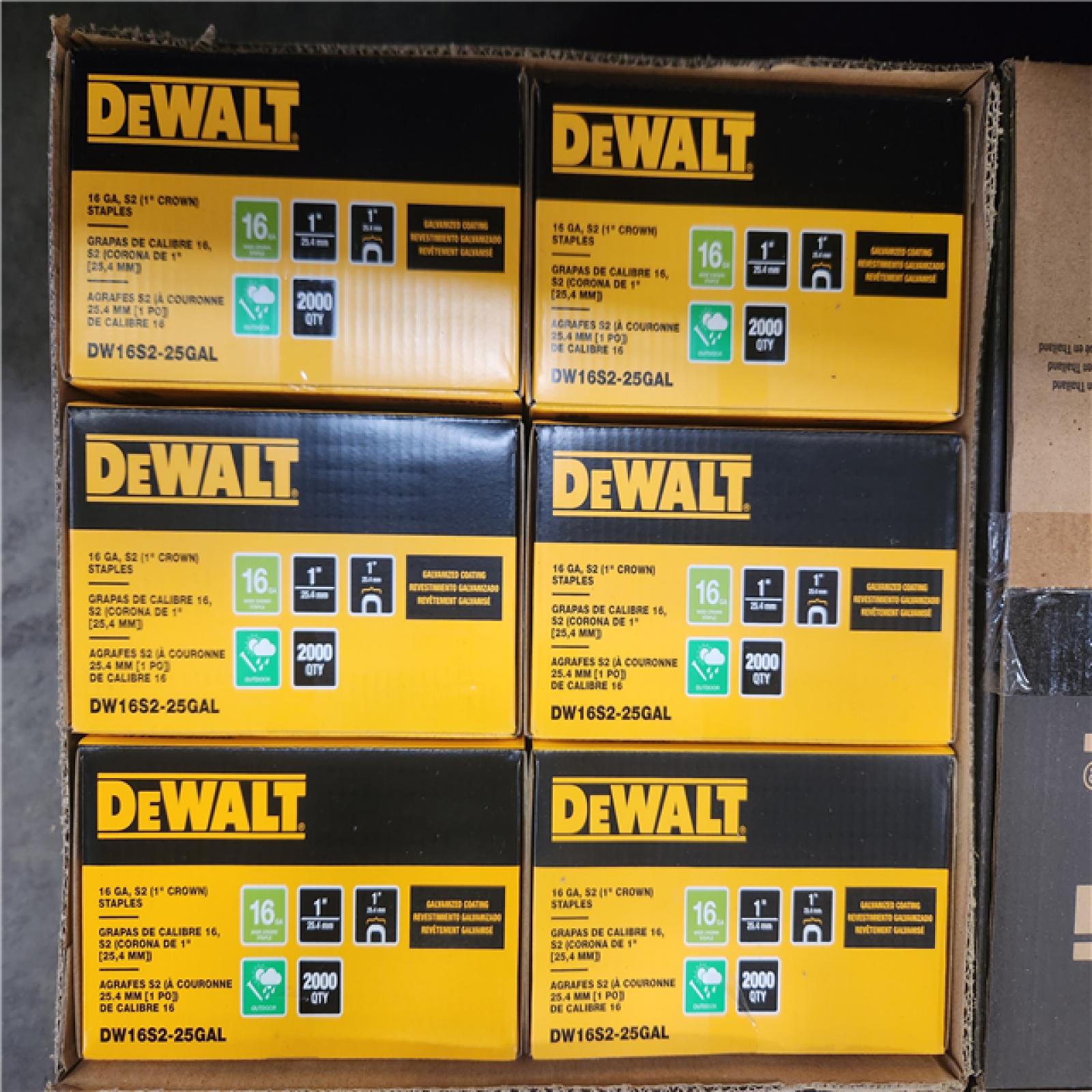 Phoenix NEW 6 Pack DEWALT 1 in. x 1 in. x 16-Gauge Galvanized Wide Crown Construction Staple (2000 per Pack) (72- Total  RV: $2 550)