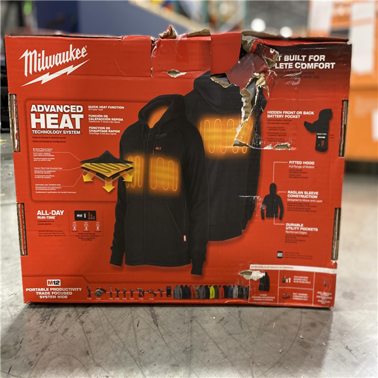 Milwaukee Men's X-Large M12 12-Volt Lithium-Ion Cordless Black Heated Jacket Hoodie Kit with (1) 2.0 Ah Battery and Charger