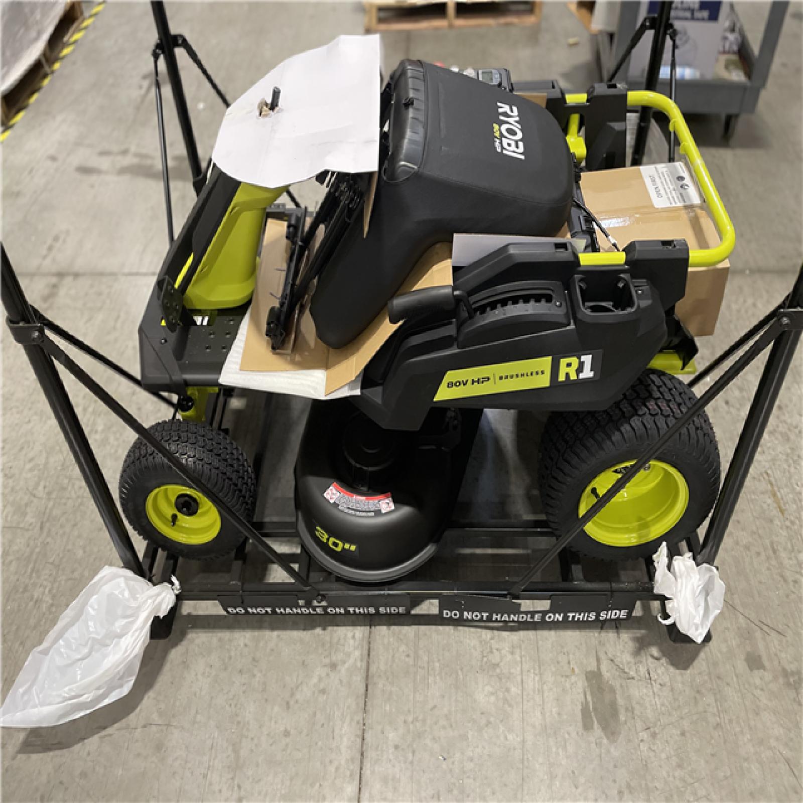 DALLAS LOCATION - RYOBI R1 80V HP Brushless Lithium Battery Cordless Electric 30 in. Riding Lawn Mower with 14 Ah Battery and Charger