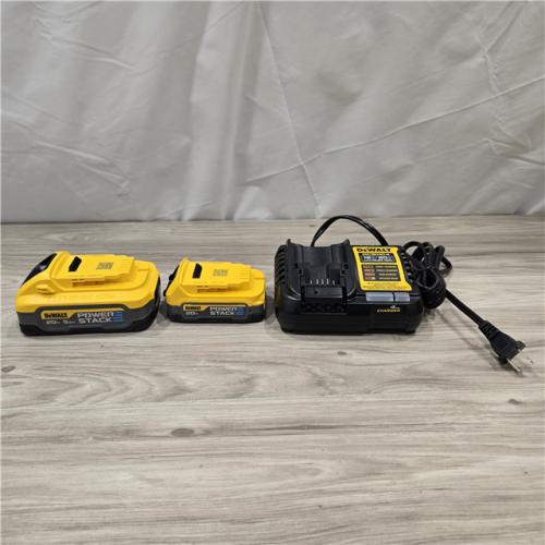 AS-IS Dewalt 20V MAX POWERSTACK Batteries and Charger Starter Kit (1.7 Ah/5 Ah) - DCBP315-2C