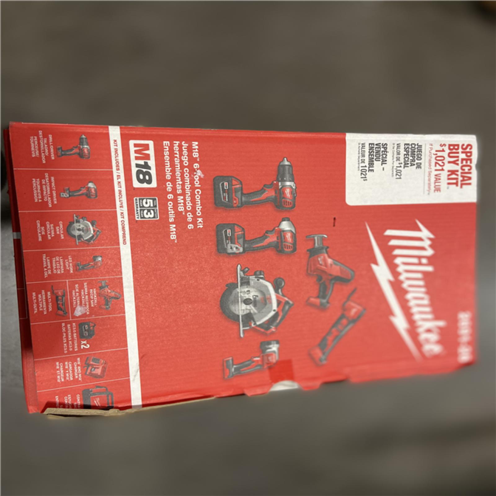 AS-IS - Milwaukee M18 18V Lithium-Ion Cordless Combo Kit (6-Tool) with Two 3.0 Ah Batteries, 1 Charger, 1 Tool Bag