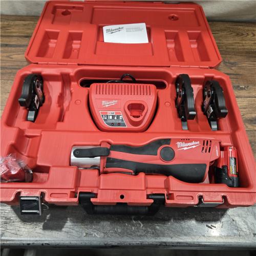 AS-IS MILWAUKEE 12-Volt Lithium-Ion Force Logic Cordless Press Tool Kit (3 Jaws Included) with Two 1.5 Ah Battery and Hard Case