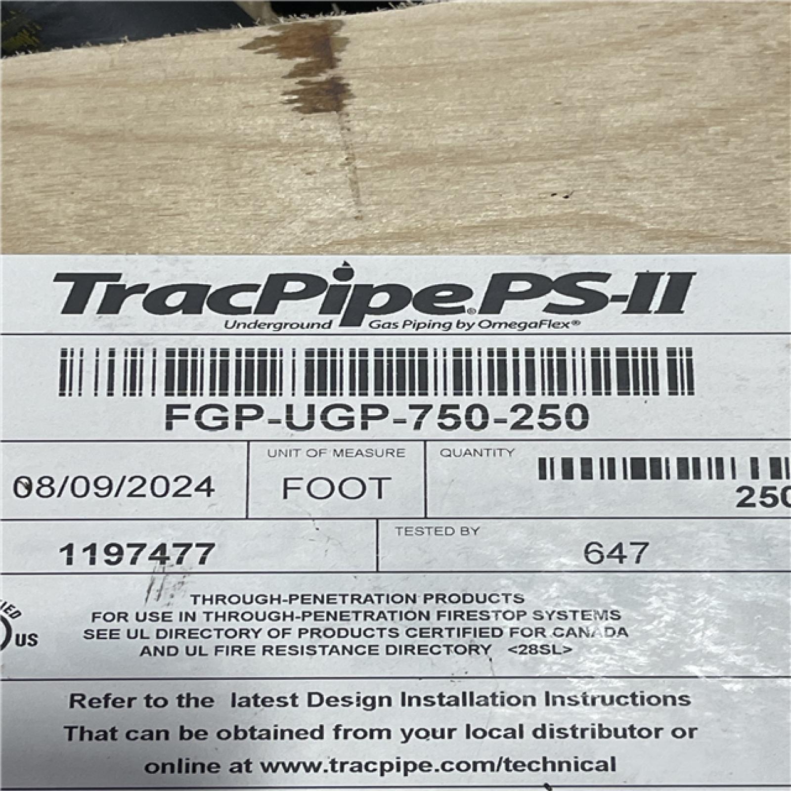 DALLAS LOCATION - Omega Flex CounterStrike® 3/4 in. x 250 ft. Black Flexible Gas Pipe