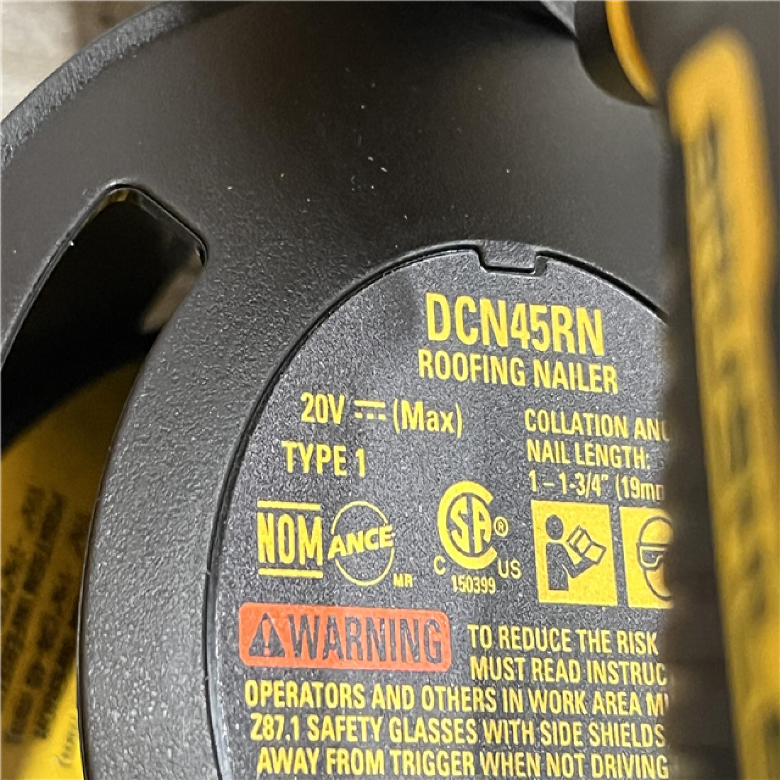 AS-IS DEWALT 20V MAX Lithium-Ion 15-Degree Electric Cordless Roofing Nailer Kit