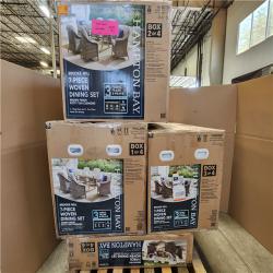 Phoenix NEW Hampton Bay Brooke Mill Brown Metal 7-Piece Wicker Outdoor Dining Set with CushionGuard Putty Tan Cushions