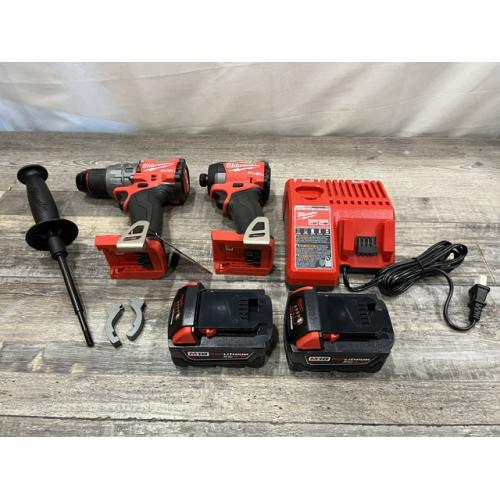 AS-IS Milwaukee FUEL 18V Lithium-Ion Brushless Cordless Hammer Drill and Impact Driver Combo Kit