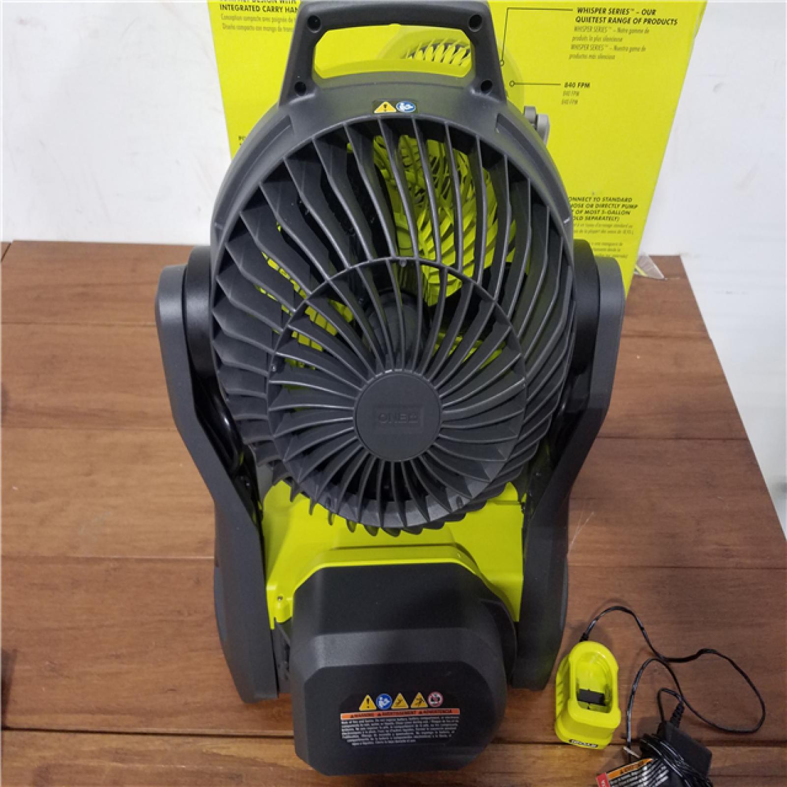 California AS-IS Ryobi 18V 7.5 Bucket Top Misting Fan Kit  Includes (1) Battery & Charger