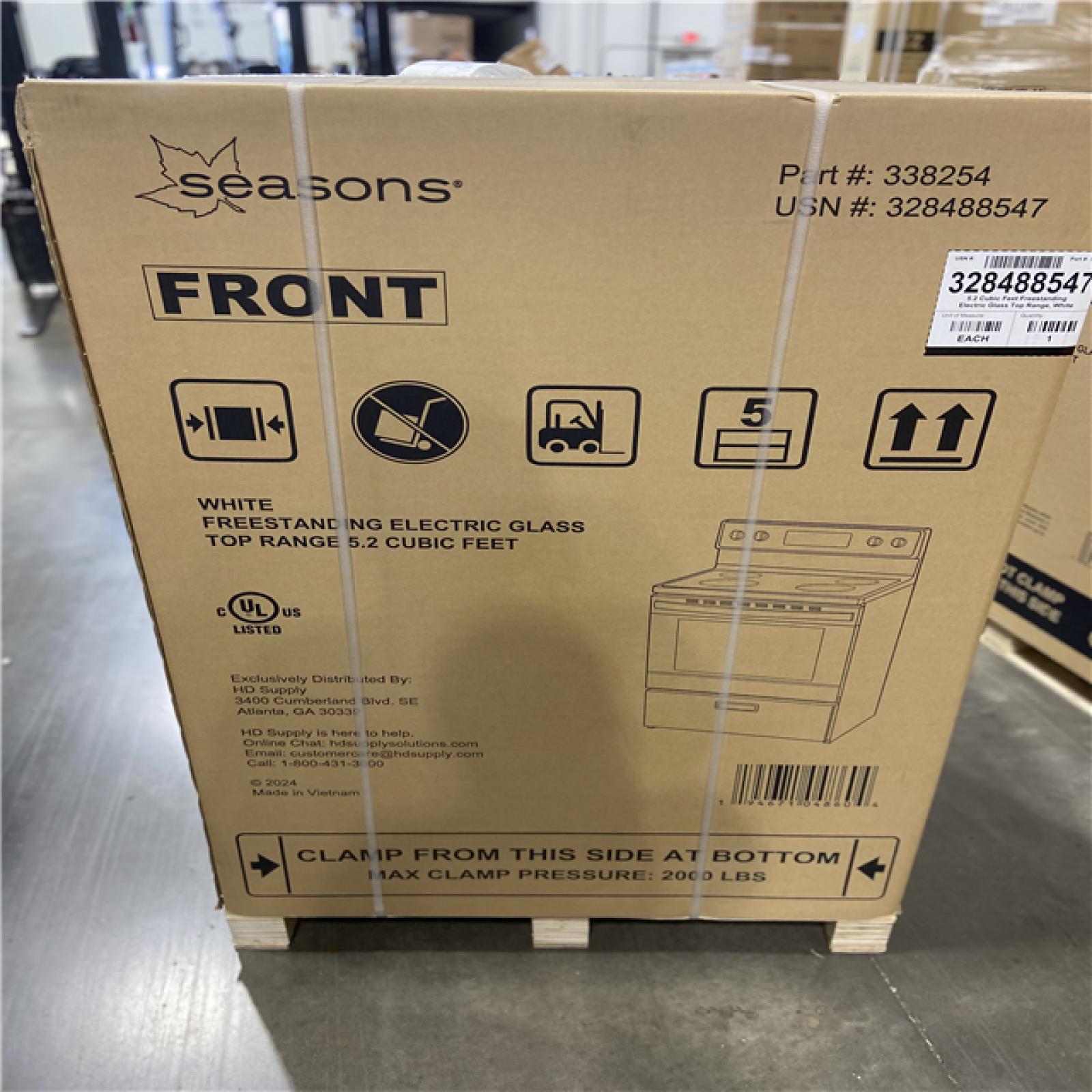 DALLAS LOCATION- Seasons® 5.2 Cu. Ft. Freestanding Electric Range, Glass Top, White