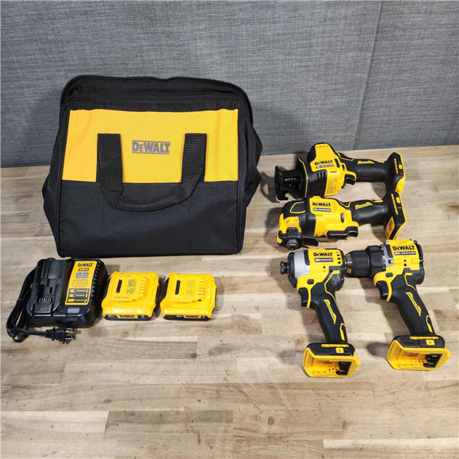 HOUSTON LOCATION - AS-IS (APPEARS LIKE NEW) DeWalt 20V MAX ATOMIC Cordless Brushless 4 Tool Combo Kit