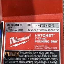 AS-IS Milwaukee FUEL 18V Lithium-Ion Brushless Cordless 8 in. HATCHET Pruning Saw (Tool-Only)