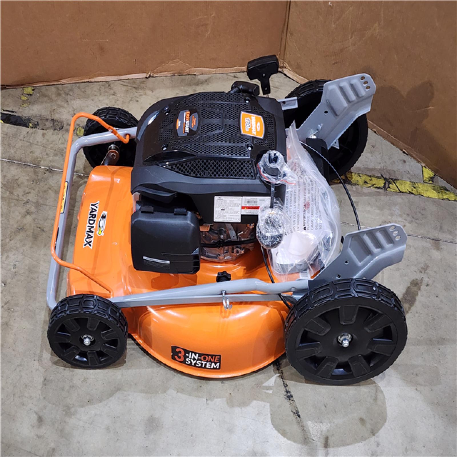 HOUSTON LOCATION - AS-IS YARDMAX 21 in. 170cc 3-in-1 Gas Walk Behind Push Lawn Mower with High Rear Wheels