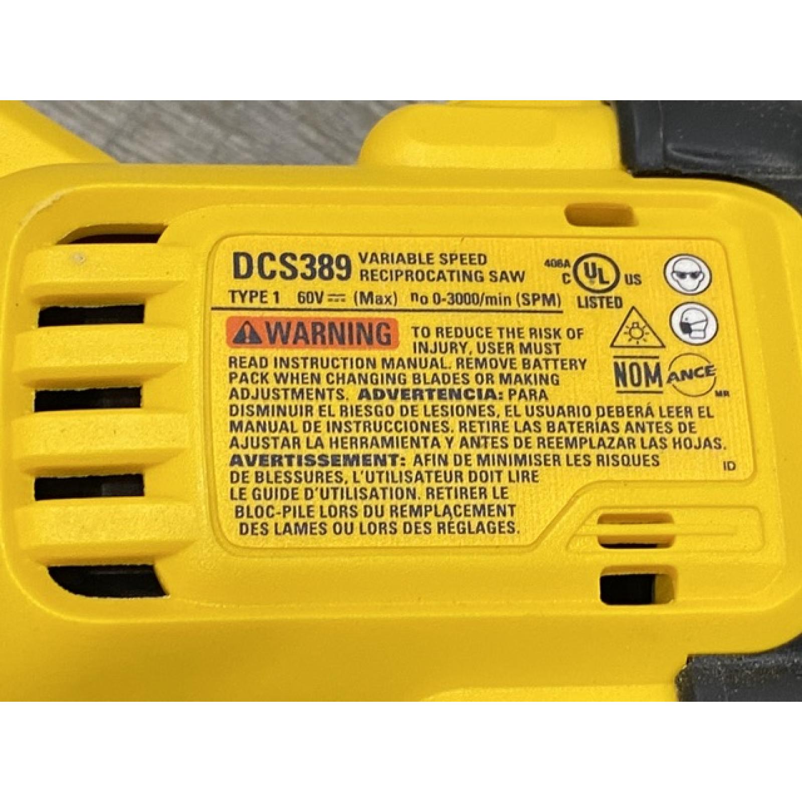 AS-IS DEWALT FLEXVOLT 60V MAX Cordless Brushless Reciprocating Saw (Tool Only)