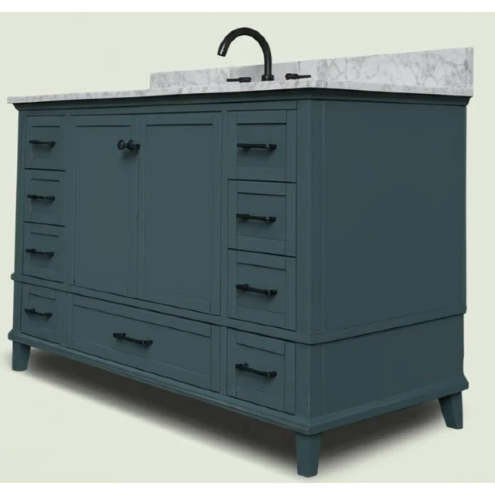 DALLAS LOCATION- HOME DECORATORS Merryfield 49 in. Single Sink Antigua Green Bath Vanity w/ White Carrara Marble Top (Assembled)