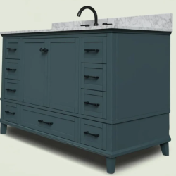 DALLAS LOCATION- HOME DECORATORS Merryfield 49 in. Single Sink Antigua Green Bath Vanity w/ White Carrara Marble Top (Assembled)
