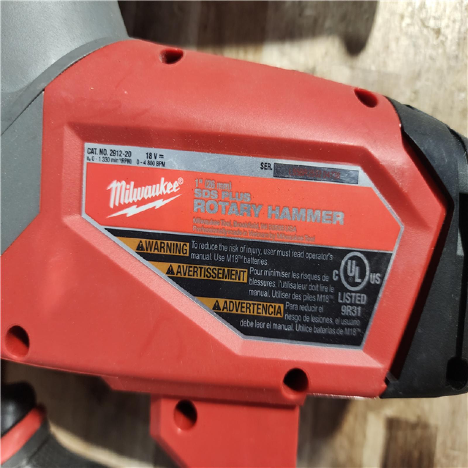 HOUSTON LOCATION - AS - IS Milwaukee  FUEL 18V Lithium-Ion Brushless Cordless 1 in. SDS-Plus Rotary Hammer (Tool-Only)
